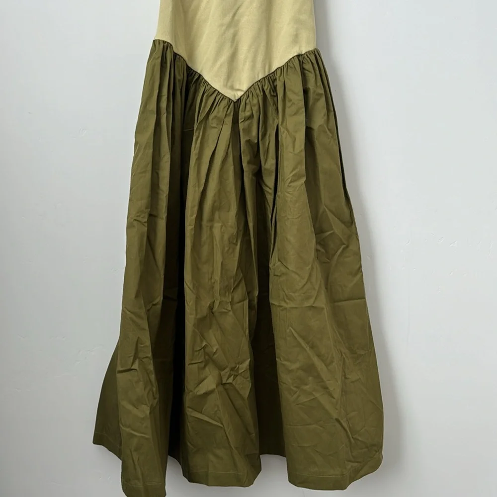 Anthropologie Maeve Sleeveless Ribbed DropWaist Poplin Twofer Midi Dress Size:XS - Picture 6 of 10